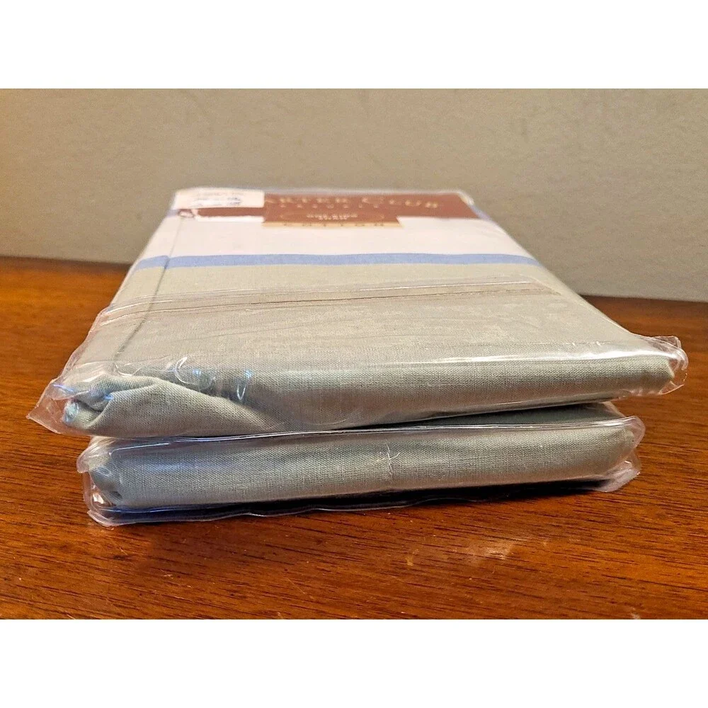(2) Vtg CHARTER CLUB Casuals King Pillow Sham Stripe Plaid Blue Green Purple NOS